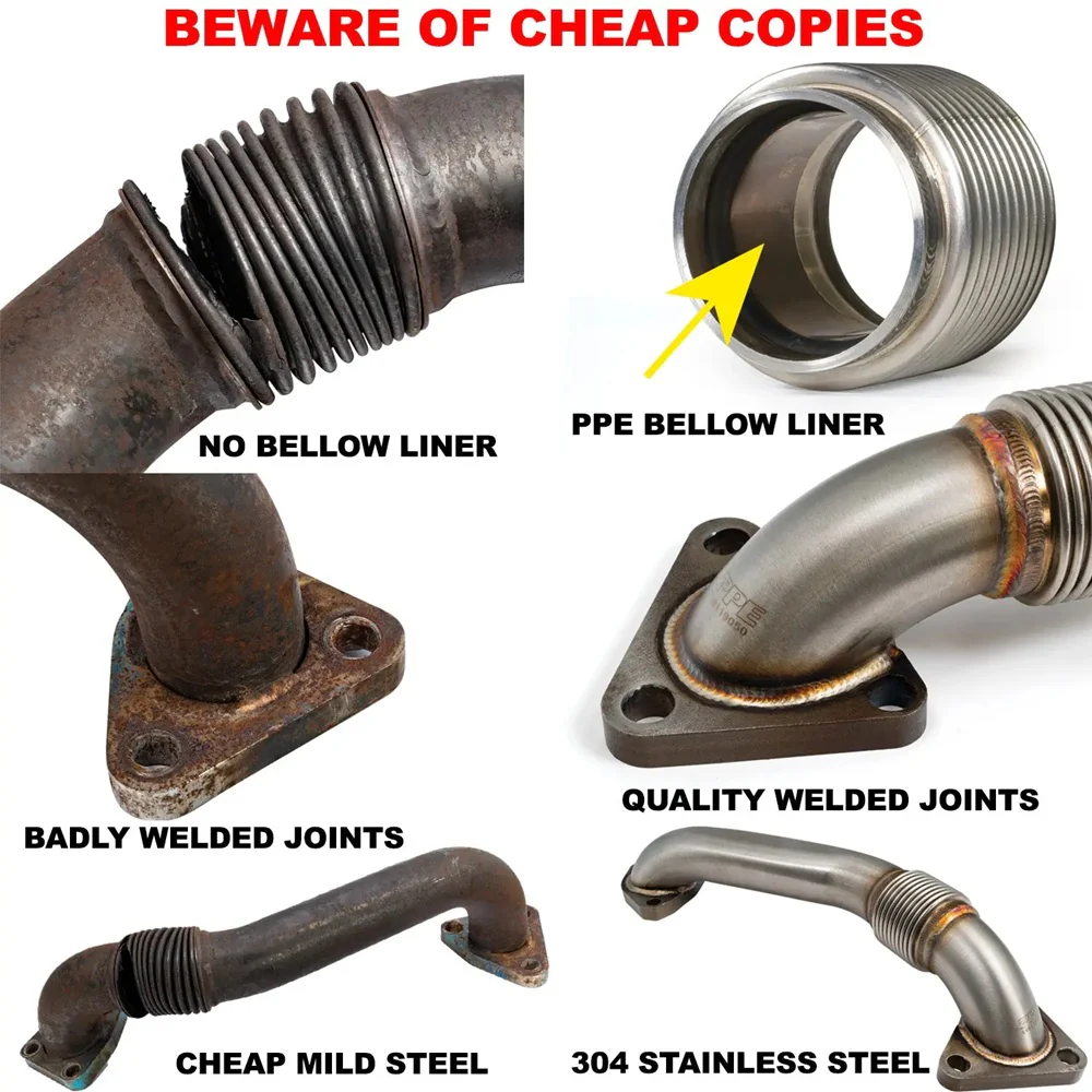 PPE Replacement Passenger Side Up-Pipe 02-04 GM 6.6L Duramax LB7 (CA Emissions) - Image 2
