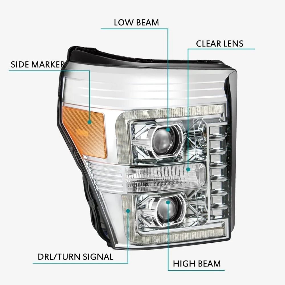 Alpharex PRO-Series Chrome Projector Headlights 11-16 Ford 6.7L Powerstroke - Image 5