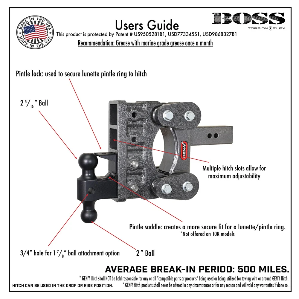 Gen-Y Hitch The Boss 10K Drop Hitch - 2.5" Shank With Dual-Ball - 5" / 7.5" / 10" Drop - Image 9