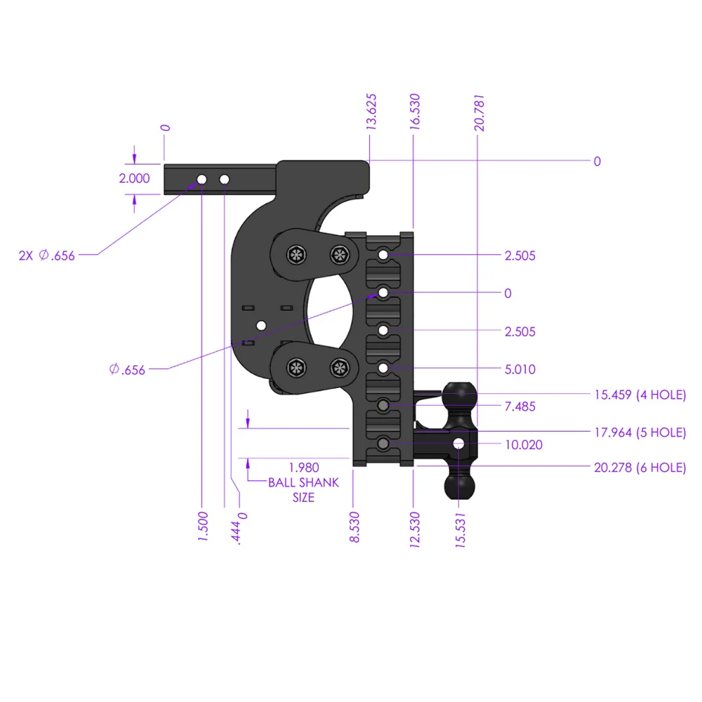 Gen-Y Hitch The Boss 21K Drop Hitch 2.5" Shank With Dual-Ball - 6" / 9" / 12" Drop - Image 7