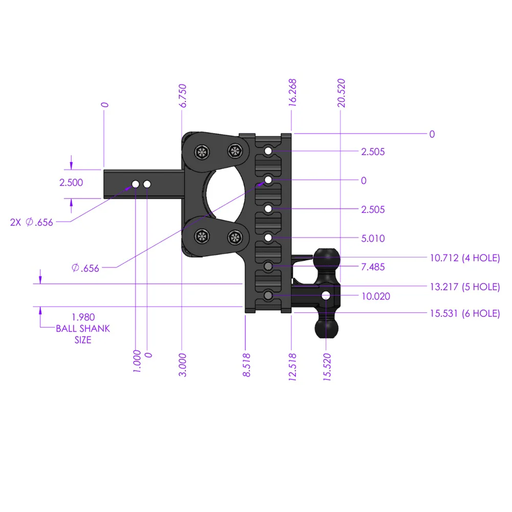 Gen-Y Hitch The Boss 21K Drop Hitch 2.5" Shank With Dual-Ball - 6" / 9" / 12" Drop - Image 8