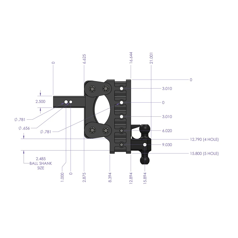 Gen-Y Hitch The Boss 32K Drop Hitch 2.5" Shank With Dual-Ball - 6" / 9" Drop - Image 6