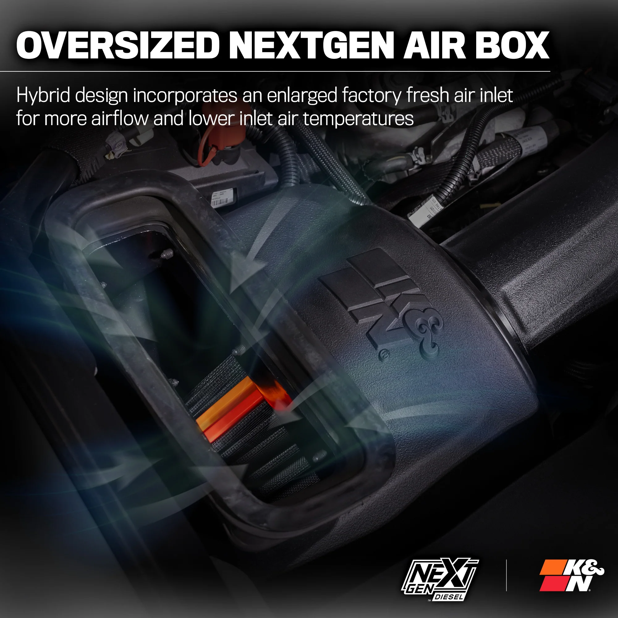 K&N NEXTGEN Dry Flow Cold Air Intake 17-19 GM 6.6L Duramax L5P 2500HD/3500HD - Image 6
