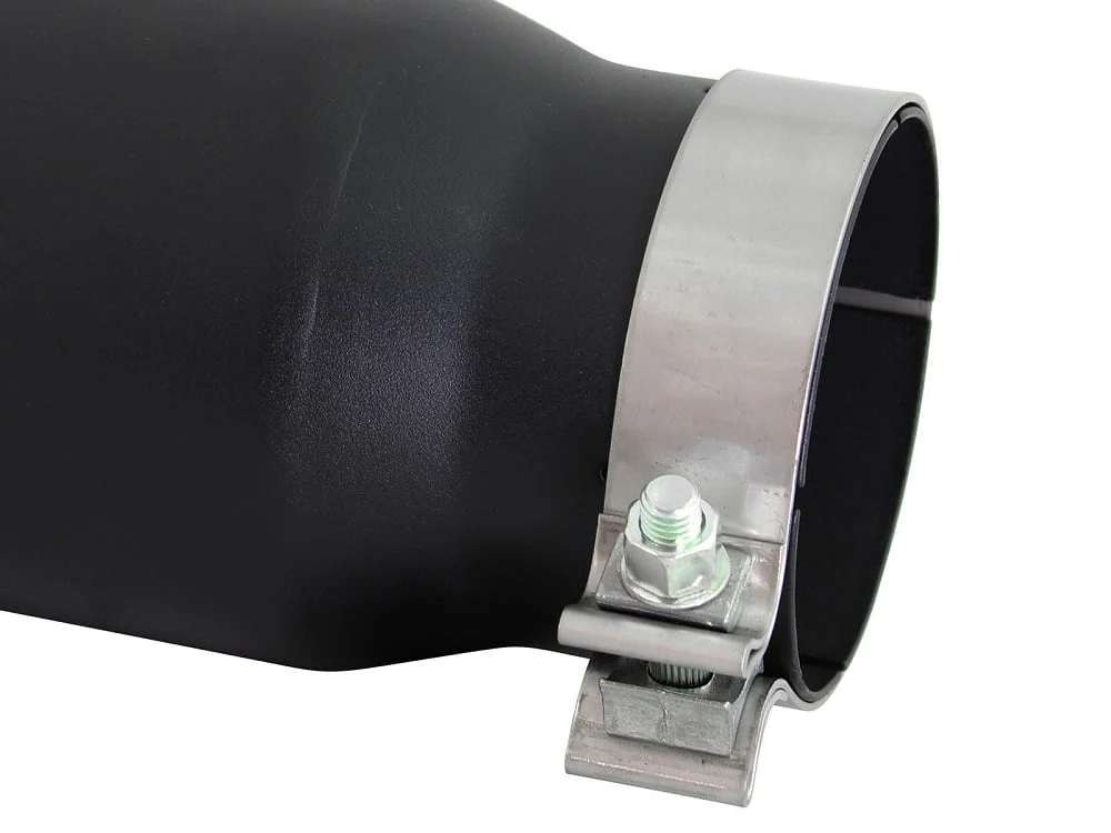 AFE Black Stainless Steel Rolled Angle Cut 4" x 5" x 15" Exhaust Tip - Image 4