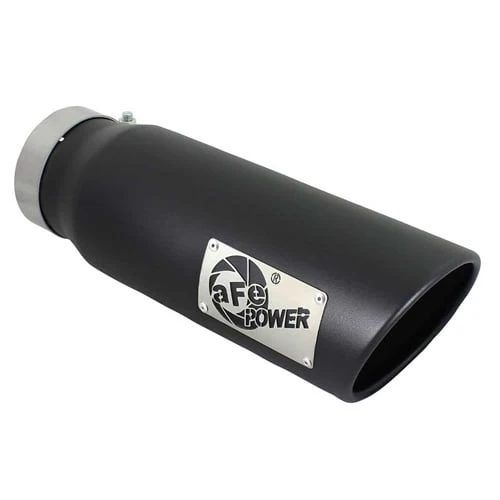 AFE 49T40501-B12 Black Stainless Steel Rolled Angle Cut 4" x 5" x 12" Exhaust Tip