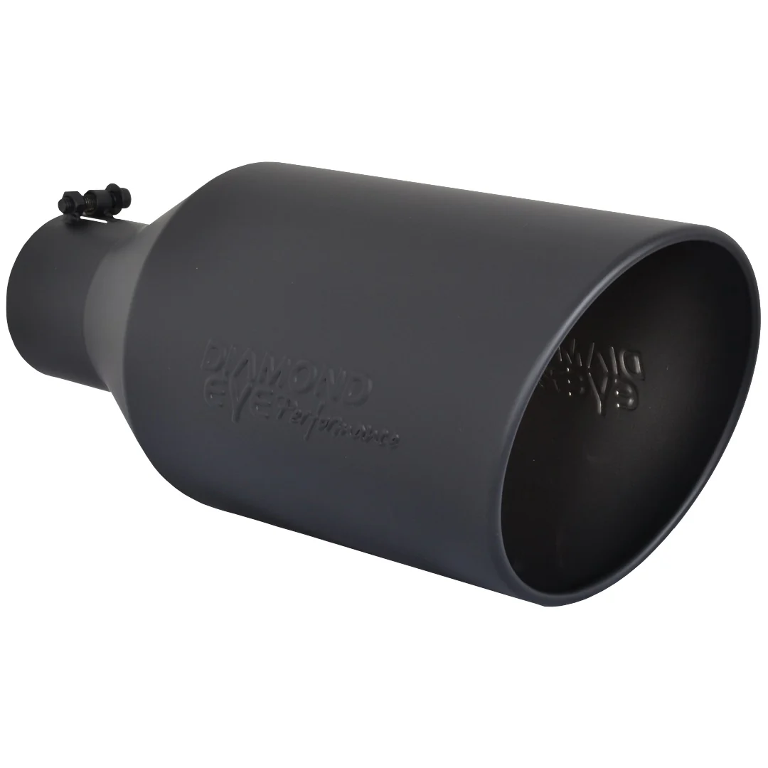 Diamond Eye Angle Cut | Rolled Edge | Bolt On | Black Powdercoat Exhaust Tip - Image 3