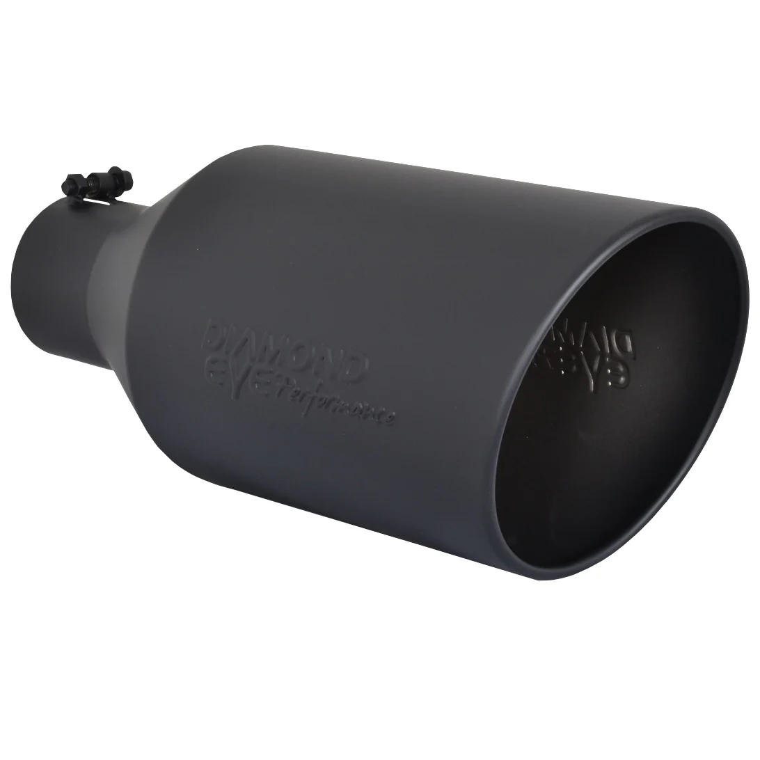 Diamond Eye Angle Cut | Rolled Edge | Bolt On | Black Powdercoat Exhaust Tip - Image 6