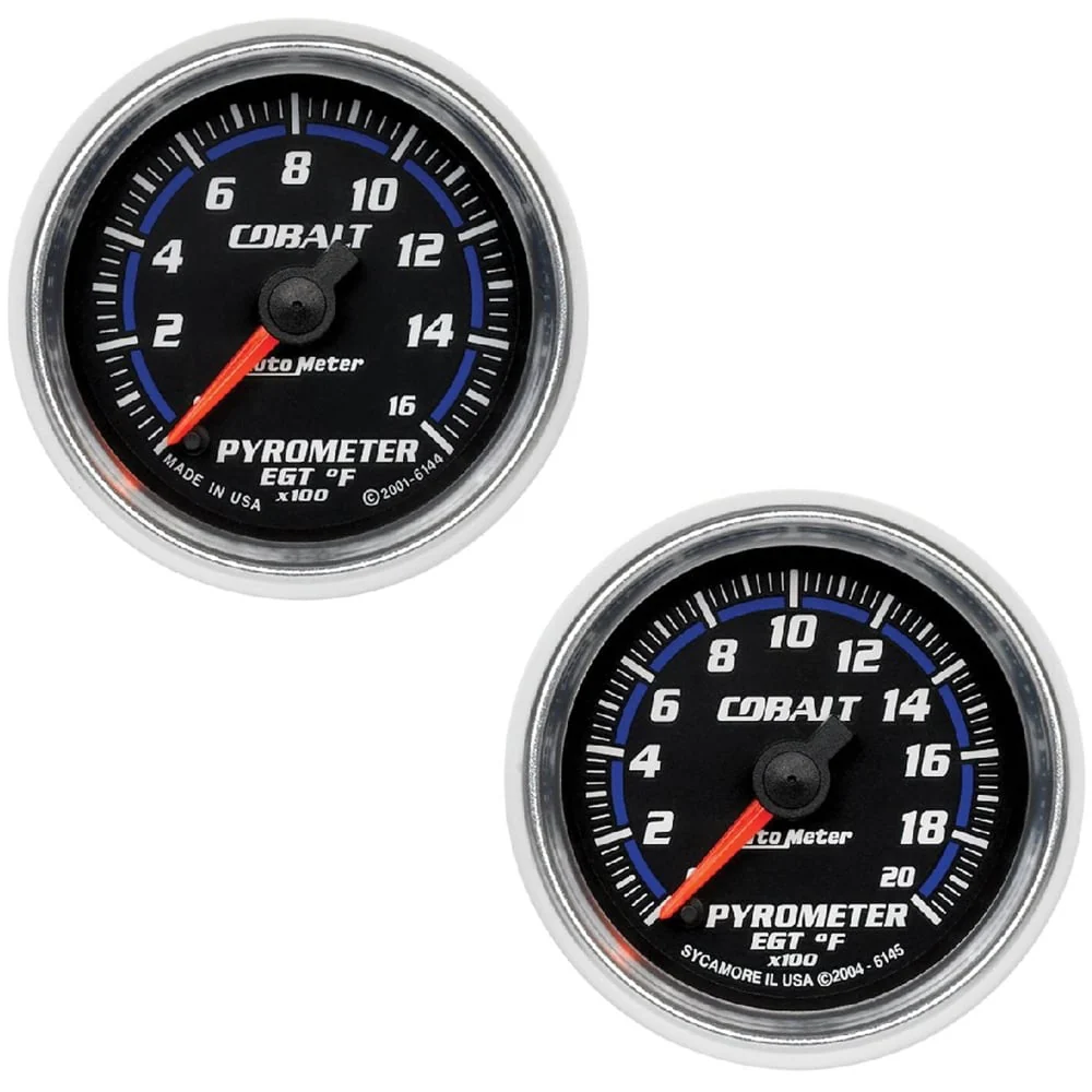 Auto Meter 2-1/16" Cobalt Pyrometer EGT Gauge 0-1600° F | 0-2000° F