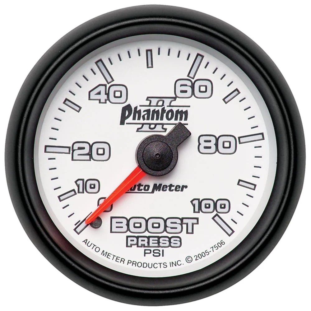 Auto Meter 2-1/16" Phantom II Boost Gauge 0-35 PSI | 0-60 PSI | 0-100 PSI - Image 3