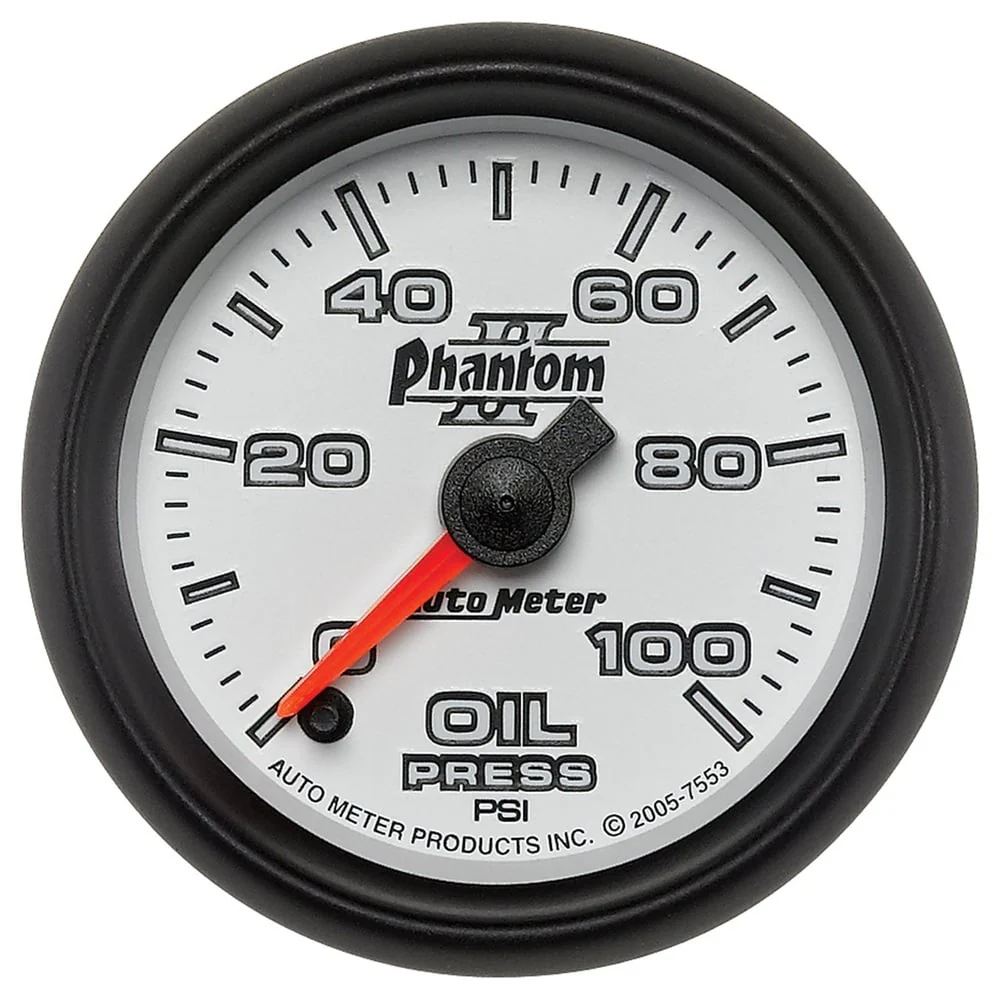 Auto Meter 2-1/16" Phantom II Oil Pressure Gauge 0-100 PSI - Image 3