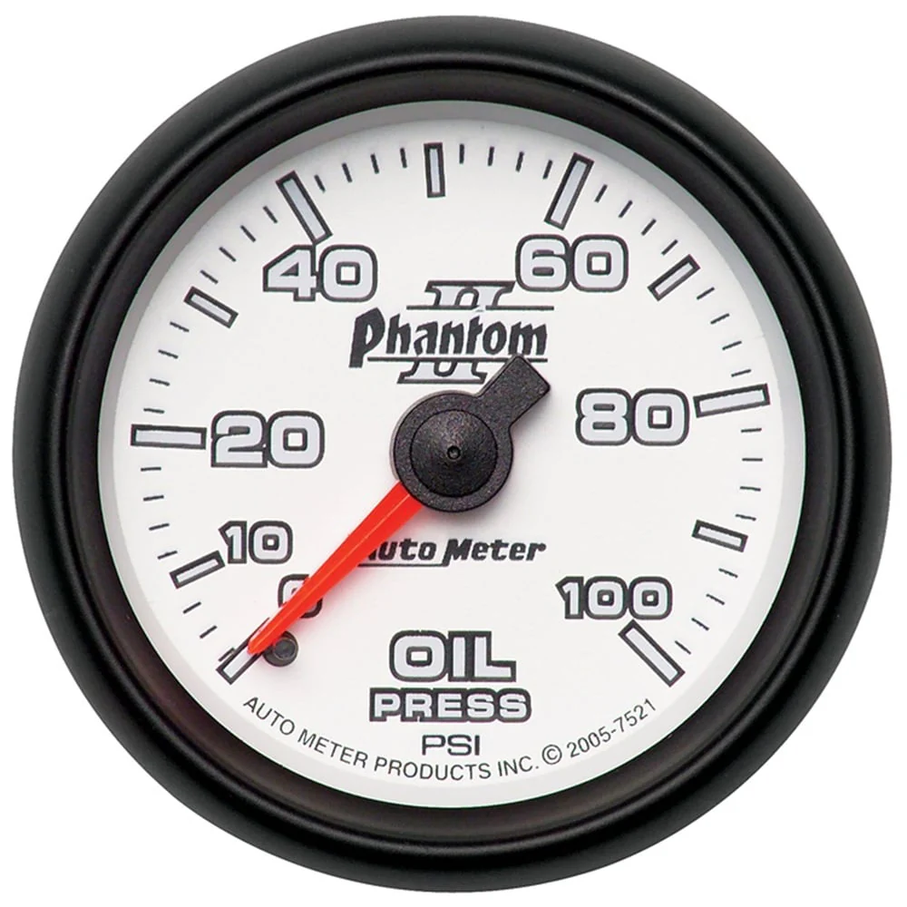Auto Meter 2-5/8" Phantom II Oil Pressure Gauge 0-100 PSI - Image 2