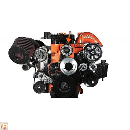 Fleece Upper Fan Pulley Idler (Black Finish Contrast Cut) 03-18 Dodge 5.9L / 6.7L Cummins - Image 2