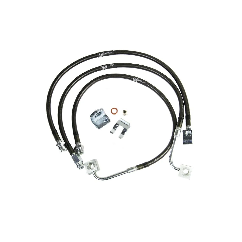 PMF Suspension Braided Brake Lines Side Banjo 80-97 Ford F-250/F-350 4WD