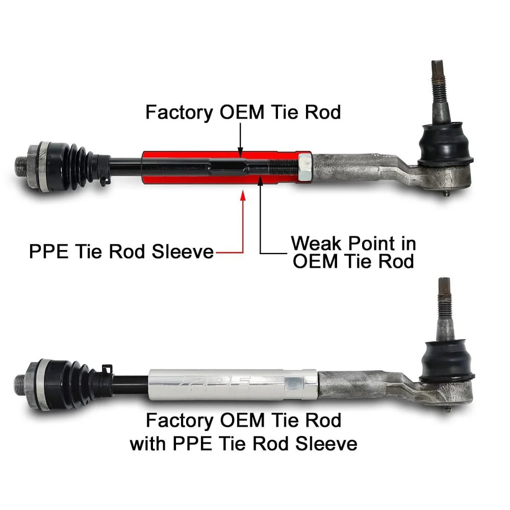 PPE Polished 304 Stainless Steel Tie Rod Sleeves for 11-25 GM 2500HD / 3500 - Image 3