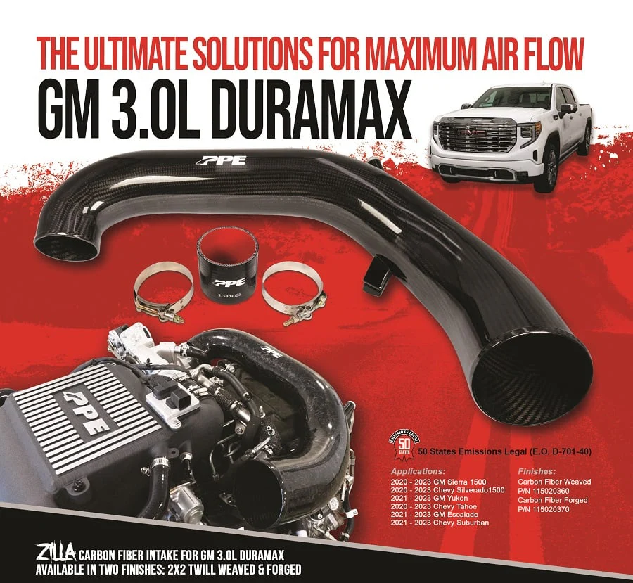 PPE Zilla Carbon Fiber Intake Tube 20-25 GM 1500 3.0L Duramax LM2/LZ0 - Image 2
