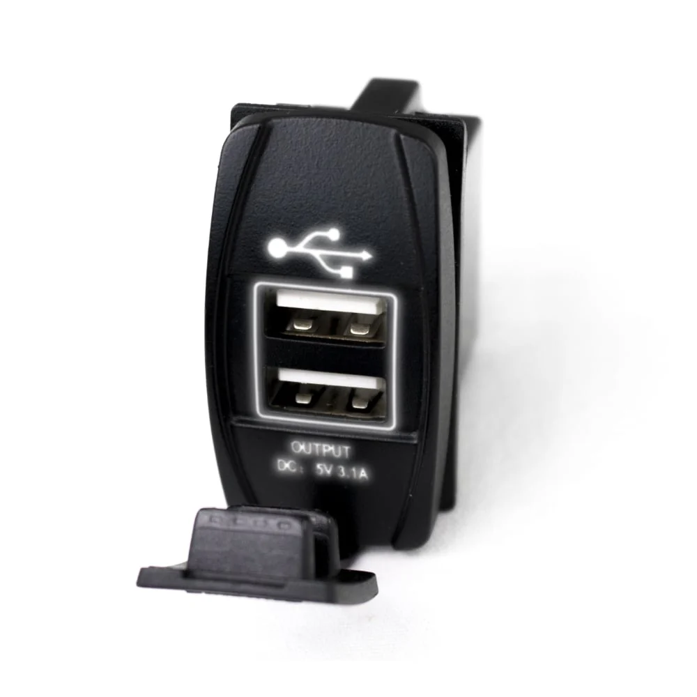 Race Sport Lighting 2-Port LED Rocker Switch USB Charge Panel - Image 2
