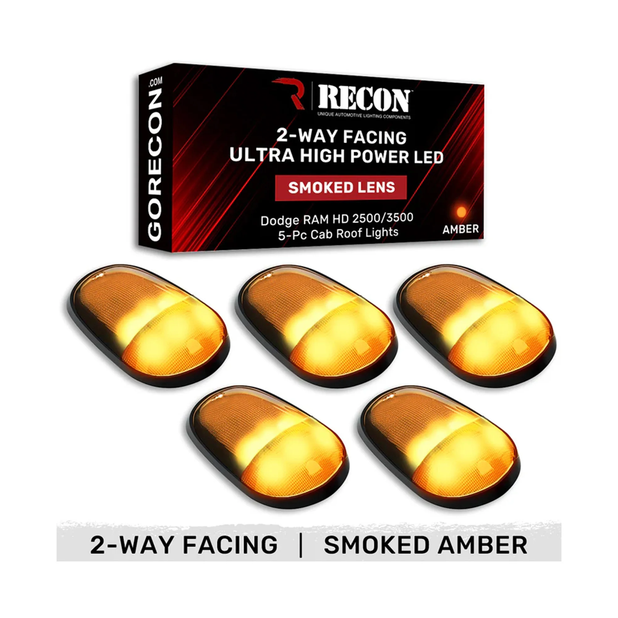 RECON 5 Piece Cab Roof Ultra High Power Front/Rear Facing LED Light Set 03-18 Ram 2500 / 3500 - Image 2