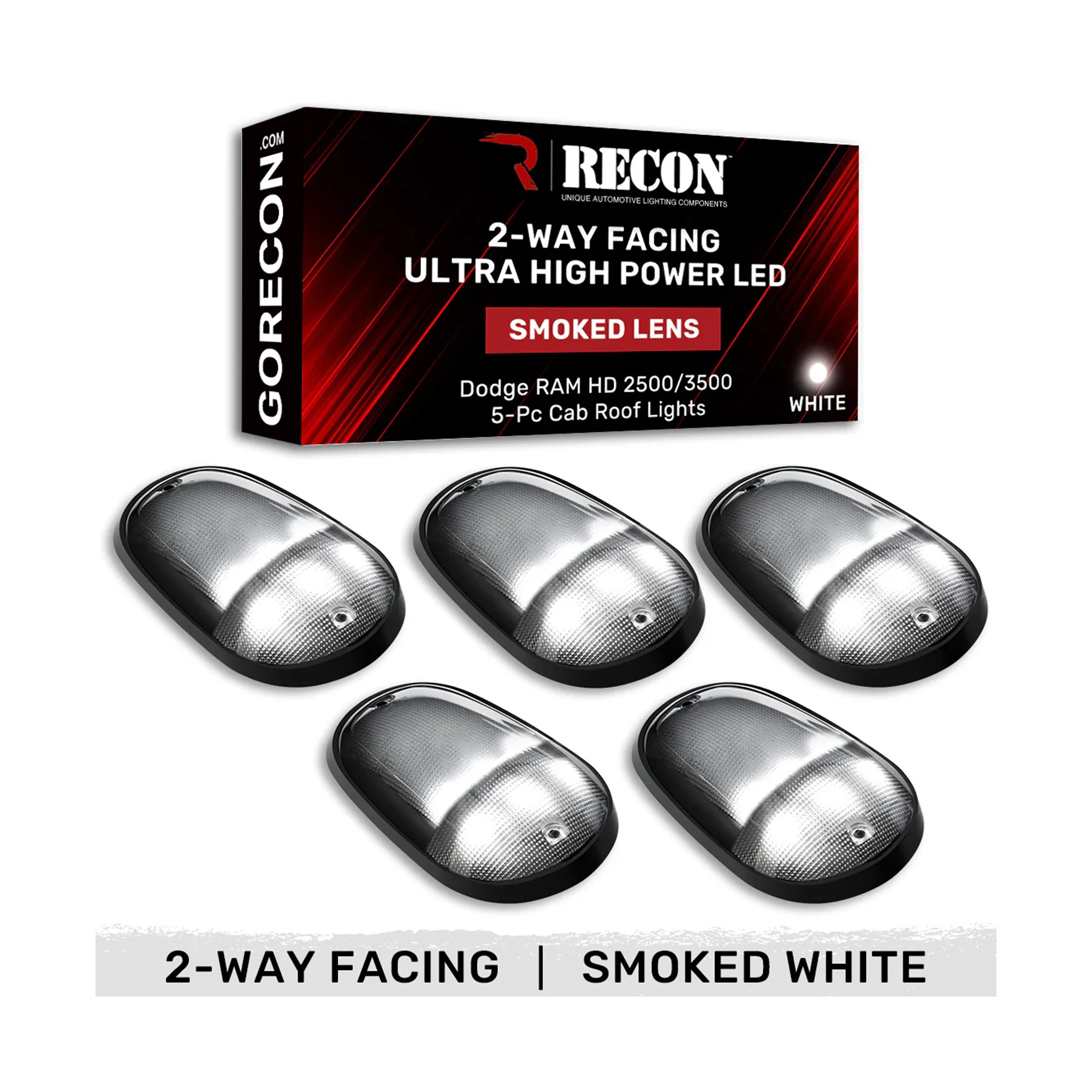 RECON 5 Piece Cab Roof Ultra High Power Front/Rear Facing LED Light Set 03-18 Ram 2500 / 3500 - Image 4