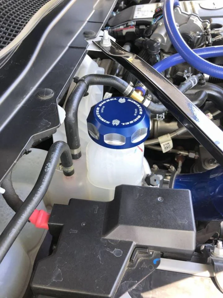 Sinister Diesel Anodized Blue Coolant Reservoir Cap 13-19 Ram 6.7L Cummins - Image 3