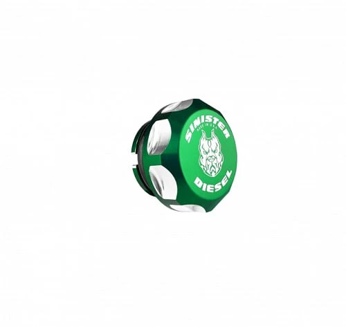 Sinister Diesel Green Billet Fuel Cap 13-23 Ram 6.7L Cummins - Image 2