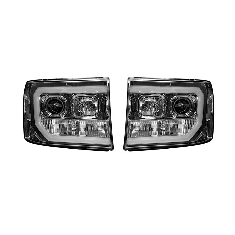RECON Clear/Chrome Projector Headlights w/ith OLED Halos 07-13 GMC Sierra