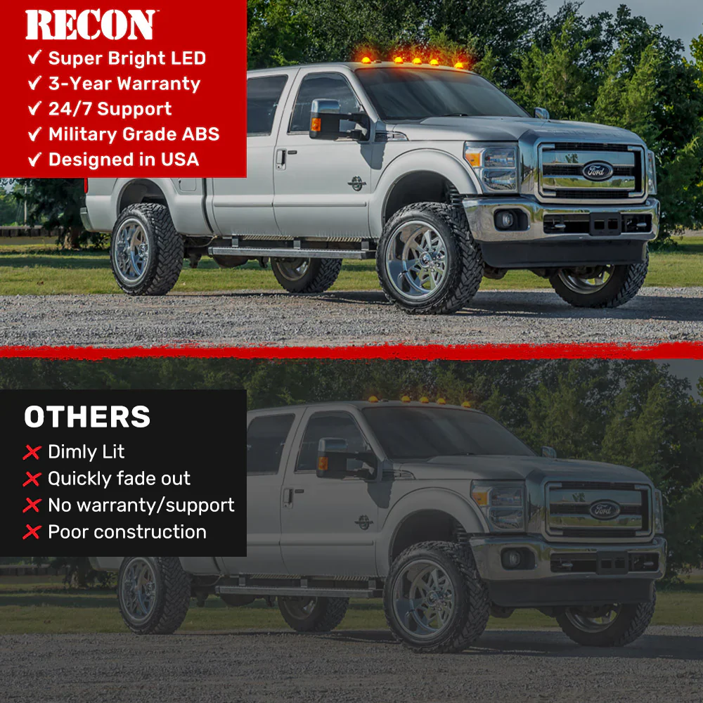RECON 5 Piece LED Cab Light Set 99-16 Ford F-250 - F-650 SuperDuty - Image 5