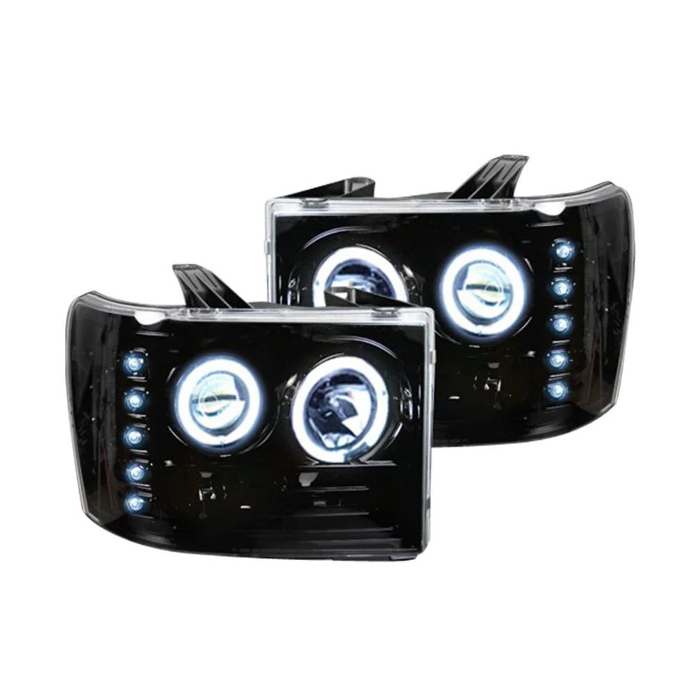 RECON Smoked Projector Headlights w/CCFL Halo and DRL 07-13 GMC Sierra 264271BKCC - Image 2