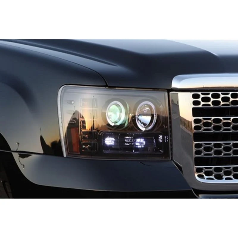 RECON Smoked Projector Headlights w/CCFL Halo and DRL 07-13 GMC Sierra 264271BKCC - Image 3