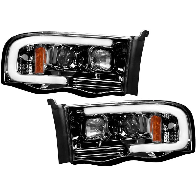 RECON Smoked Projector Headlights with OLED U-Bar 02-05 Dodge Ram 264191BKC